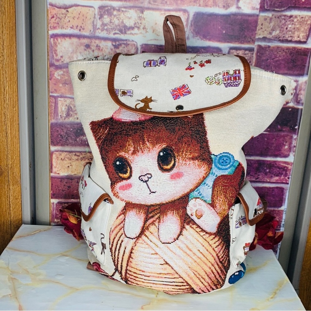 Super Kitty Cats Colorful Large Canvas Cat Backpacking